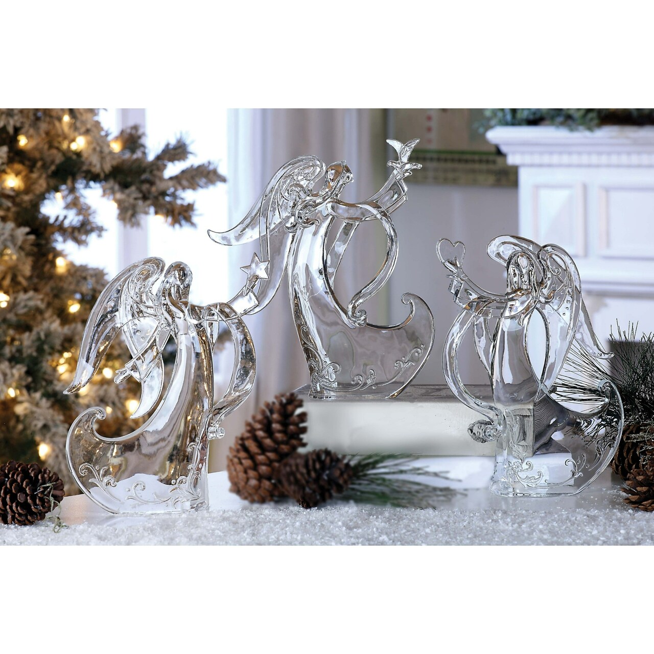 Icy Giftware Winged Angel with Floral Dress Christmas Figurines - 11" - Set of 6